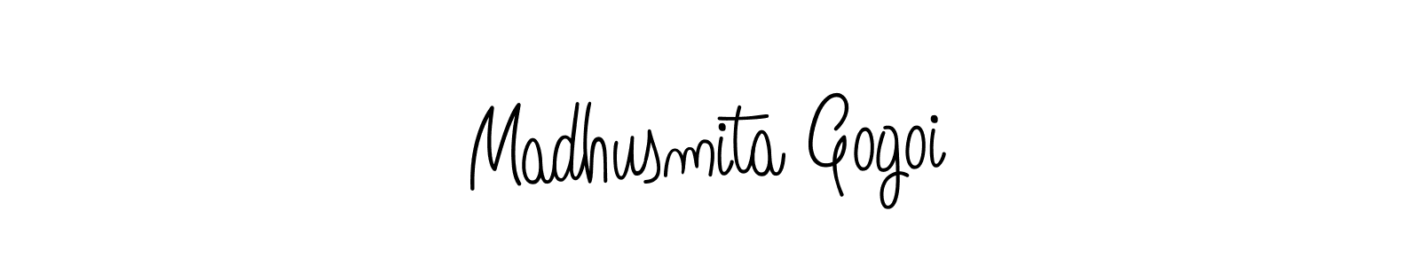You should practise on your own different ways (Angelique-Rose-font-FFP) to write your name (Madhusmita Gogoi) in signature. don't let someone else do it for you. Madhusmita Gogoi signature style 5 images and pictures png