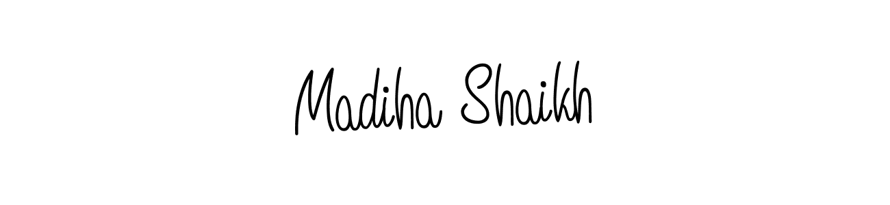 Make a beautiful signature design for name Madiha Shaikh. With this signature (Angelique-Rose-font-FFP) style, you can create a handwritten signature for free. Madiha Shaikh signature style 5 images and pictures png