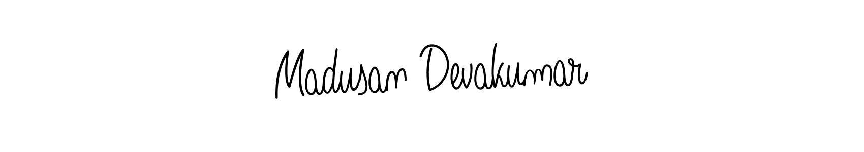 Use a signature maker to create a handwritten signature online. With this signature software, you can design (Angelique-Rose-font-FFP) your own signature for name Madusan Devakumar. Madusan Devakumar signature style 5 images and pictures png