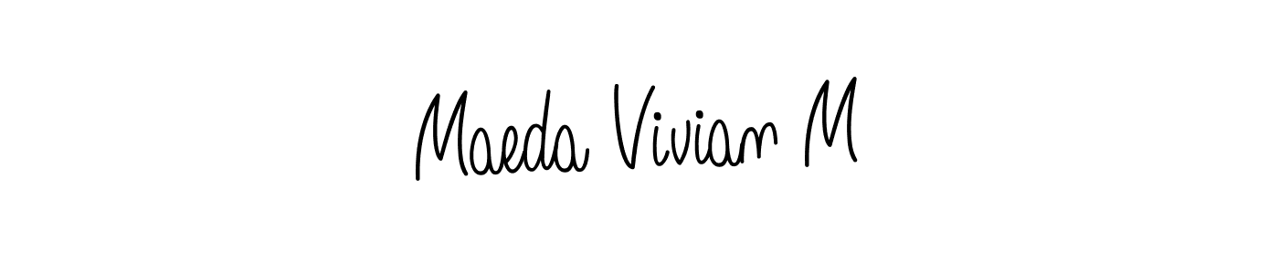 Maeda Vivian M stylish signature style. Best Handwritten Sign (Angelique-Rose-font-FFP) for my name. Handwritten Signature Collection Ideas for my name Maeda Vivian M. Maeda Vivian M signature style 5 images and pictures png