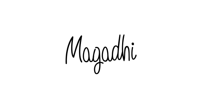 Design your own signature with our free online signature maker. With this signature software, you can create a handwritten (Angelique-Rose-font-FFP) signature for name Magadhi. Magadhi signature style 5 images and pictures png