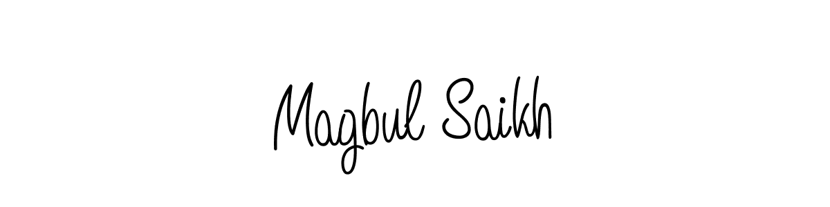 Use a signature maker to create a handwritten signature online. With this signature software, you can design (Angelique-Rose-font-FFP) your own signature for name Magbul Saikh. Magbul Saikh signature style 5 images and pictures png