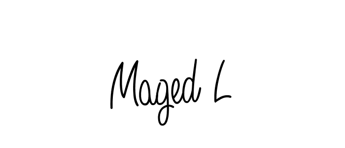 Design your own signature with our free online signature maker. With this signature software, you can create a handwritten (Angelique-Rose-font-FFP) signature for name Maged L. Maged L signature style 5 images and pictures png