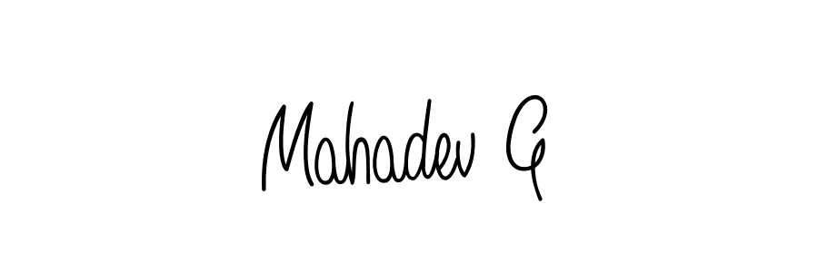 Use a signature maker to create a handwritten signature online. With this signature software, you can design (Angelique-Rose-font-FFP) your own signature for name Mahadev G. Mahadev G signature style 5 images and pictures png