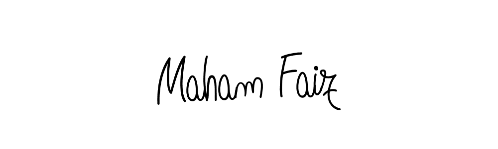 You should practise on your own different ways (Angelique-Rose-font-FFP) to write your name (Maham Faiz) in signature. don't let someone else do it for you. Maham Faiz signature style 5 images and pictures png