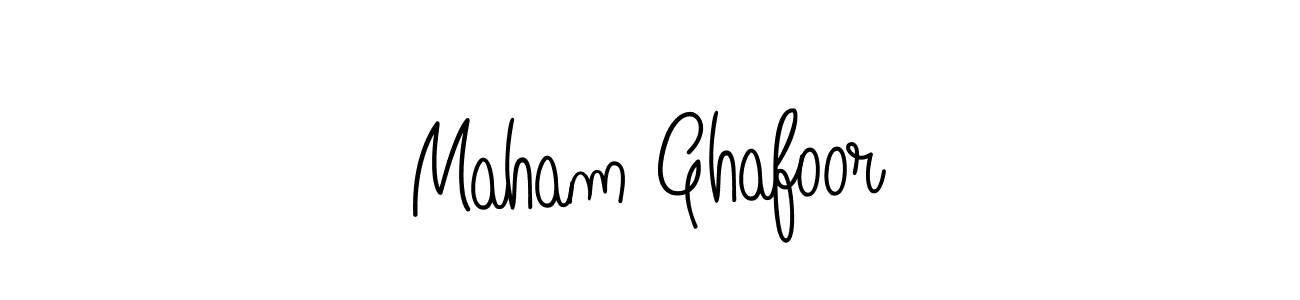 How to make Maham Ghafoor name signature. Use Angelique-Rose-font-FFP style for creating short signs online. This is the latest handwritten sign. Maham Ghafoor signature style 5 images and pictures png