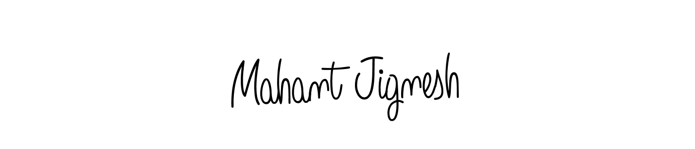 Mahant Jignesh stylish signature style. Best Handwritten Sign (Angelique-Rose-font-FFP) for my name. Handwritten Signature Collection Ideas for my name Mahant Jignesh. Mahant Jignesh signature style 5 images and pictures png