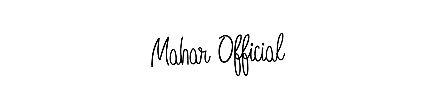 Make a beautiful signature design for name Mahar Official. With this signature (Angelique-Rose-font-FFP) style, you can create a handwritten signature for free. Mahar Official signature style 5 images and pictures png