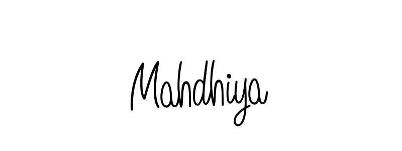 Make a beautiful signature design for name Mahdhiya. With this signature (Angelique-Rose-font-FFP) style, you can create a handwritten signature for free. Mahdhiya signature style 5 images and pictures png