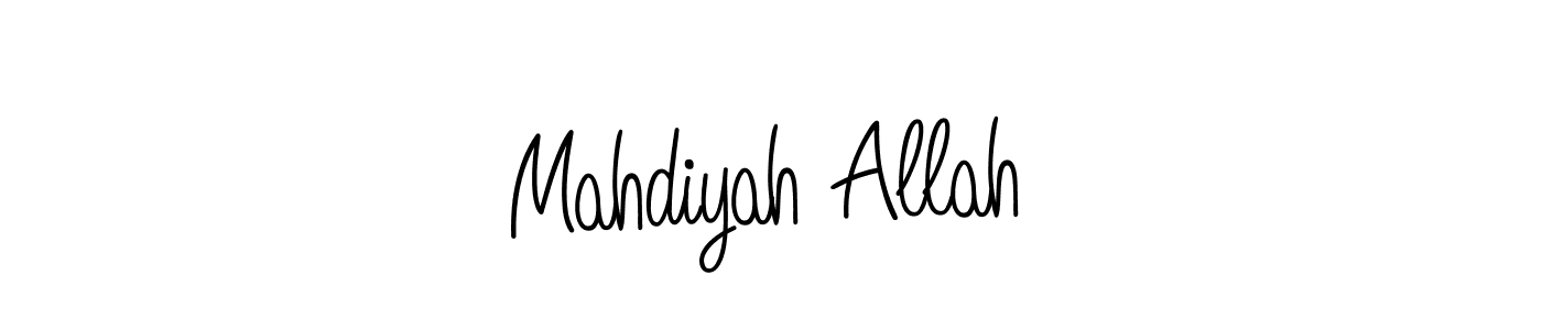 Create a beautiful signature design for name Mahdiyah Allah. With this signature (Angelique-Rose-font-FFP) fonts, you can make a handwritten signature for free. Mahdiyah Allah signature style 5 images and pictures png