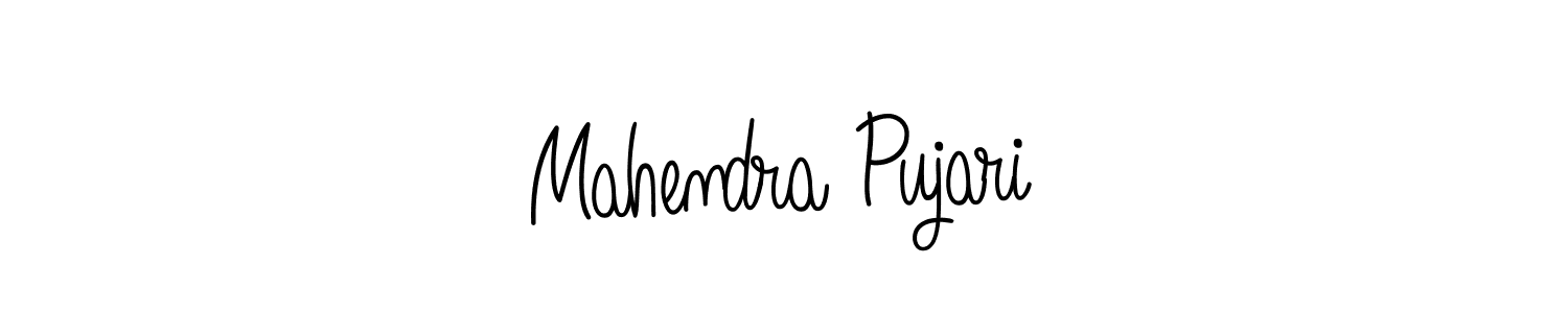 You should practise on your own different ways (Angelique-Rose-font-FFP) to write your name (Mahendra Pujari) in signature. don't let someone else do it for you. Mahendra Pujari signature style 5 images and pictures png