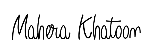 Master the art of signing with Mahera Khatoon written in fluent Angelique-Rose-font-FFP script. A great template to practice and refine your handwriting. Mahera Khatoon signature style 5 images and pictures png