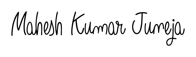 A modern signature idea for name Mahesh Kumar Juneja using Angelique-Rose-font-FFP font. Clean strokes and elegant curves make it stand out instantly. Mahesh Kumar Juneja signature style 5 images and pictures png