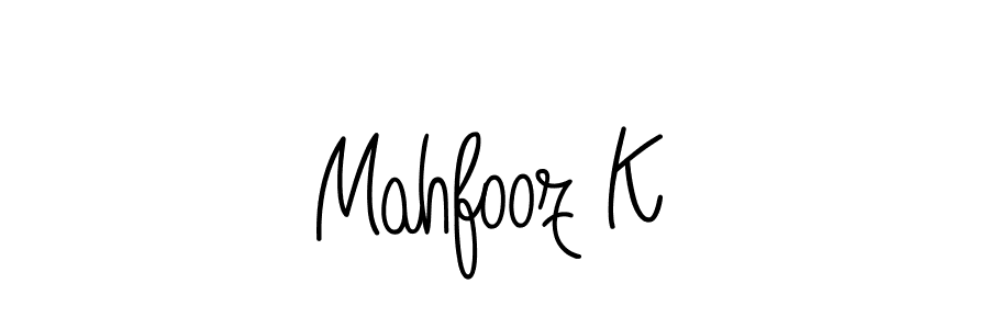 How to make Mahfooz K name signature. Use Angelique-Rose-font-FFP style for creating short signs online. This is the latest handwritten sign. Mahfooz K signature style 5 images and pictures png