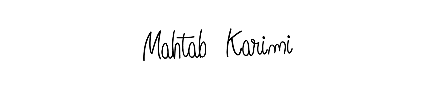 The best way (Angelique-Rose-font-FFP) to make a short signature is to pick only two or three words in your name. The name Mahtab  Karimi include a total of six letters. For converting this name. Mahtab  Karimi signature style 5 images and pictures png