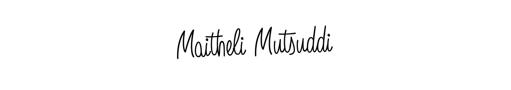 Make a beautiful signature design for name Maitheli Mutsuddi. With this signature (Angelique-Rose-font-FFP) style, you can create a handwritten signature for free. Maitheli Mutsuddi signature style 5 images and pictures png