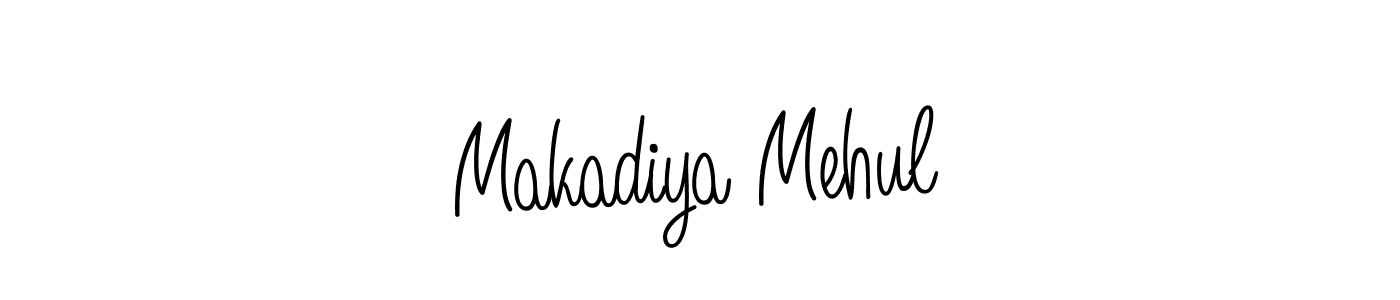 How to make Makadiya Mehul name signature. Use Angelique-Rose-font-FFP style for creating short signs online. This is the latest handwritten sign. Makadiya Mehul signature style 5 images and pictures png