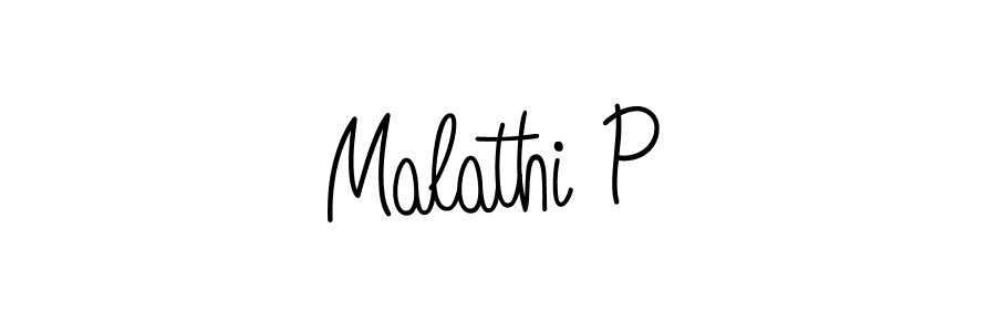 How to make Malathi P name signature. Use Angelique-Rose-font-FFP style for creating short signs online. This is the latest handwritten sign. Malathi P signature style 5 images and pictures png