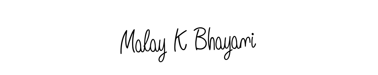 How to make Malay K Bhayani name signature. Use Angelique-Rose-font-FFP style for creating short signs online. This is the latest handwritten sign. Malay K Bhayani signature style 5 images and pictures png