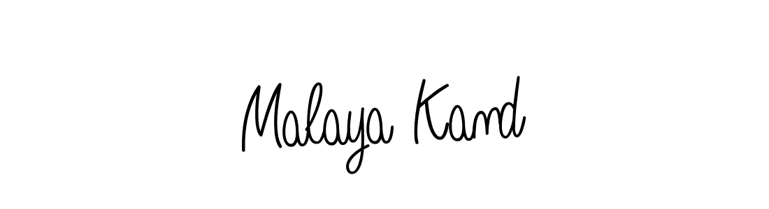 Use a signature maker to create a handwritten signature online. With this signature software, you can design (Angelique-Rose-font-FFP) your own signature for name Malaya Kand. Malaya Kand signature style 5 images and pictures png