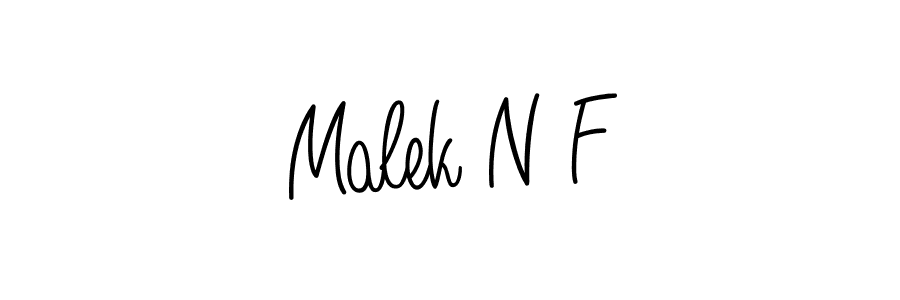 How to make Malek N F name signature. Use Angelique-Rose-font-FFP style for creating short signs online. This is the latest handwritten sign. Malek N F signature style 5 images and pictures png