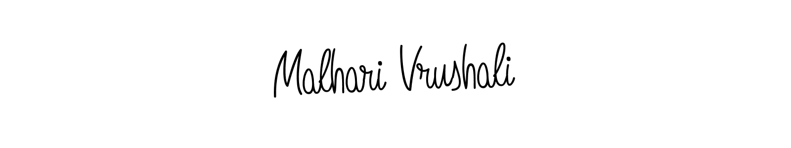 You should practise on your own different ways (Angelique-Rose-font-FFP) to write your name (Malhari Vrushali) in signature. don't let someone else do it for you. Malhari Vrushali signature style 5 images and pictures png
