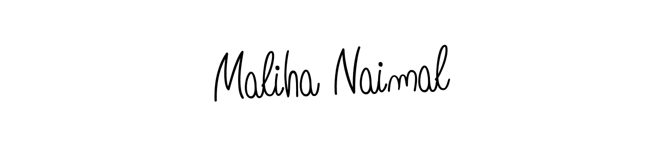 You should practise on your own different ways (Angelique-Rose-font-FFP) to write your name (Maliha Naimal) in signature. don't let someone else do it for you. Maliha Naimal signature style 5 images and pictures png