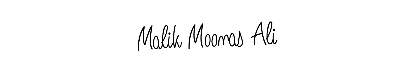 The best way (Angelique-Rose-font-FFP) to make a short signature is to pick only two or three words in your name. The name Malik Moonas Ali include a total of six letters. For converting this name. Malik Moonas Ali signature style 5 images and pictures png