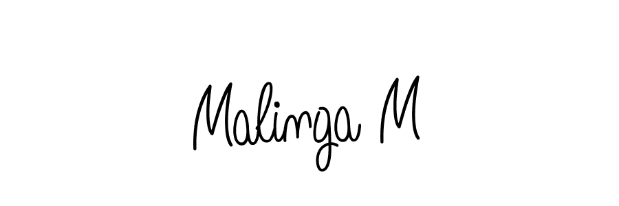 Design your own signature with our free online signature maker. With this signature software, you can create a handwritten (Angelique-Rose-font-FFP) signature for name Malinga M. Malinga M signature style 5 images and pictures png
