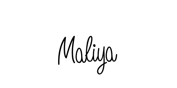 Use a signature maker to create a handwritten signature online. With this signature software, you can design (Angelique-Rose-font-FFP) your own signature for name Maliya. Maliya signature style 5 images and pictures png
