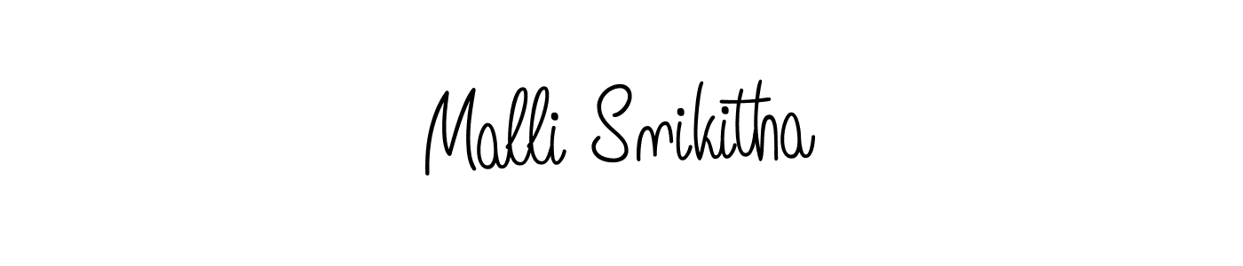 The best way (Angelique-Rose-font-FFP) to make a short signature is to pick only two or three words in your name. The name Malli Snikitha include a total of six letters. For converting this name. Malli Snikitha signature style 5 images and pictures png