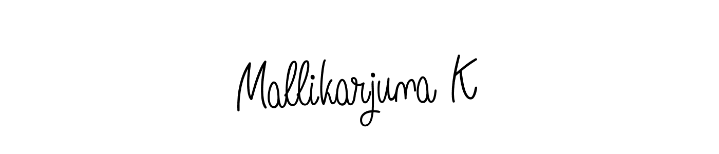 Use a signature maker to create a handwritten signature online. With this signature software, you can design (Angelique-Rose-font-FFP) your own signature for name Mallikarjuna K. Mallikarjuna K signature style 5 images and pictures png