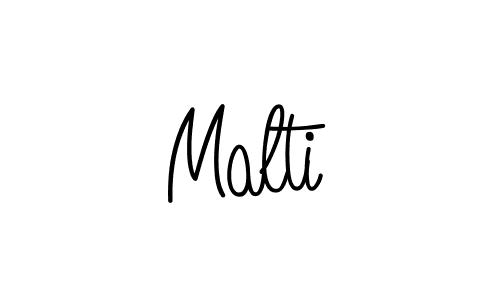 Make a beautiful signature design for name Malti. With this signature (Angelique-Rose-font-FFP) style, you can create a handwritten signature for free. Malti signature style 5 images and pictures png