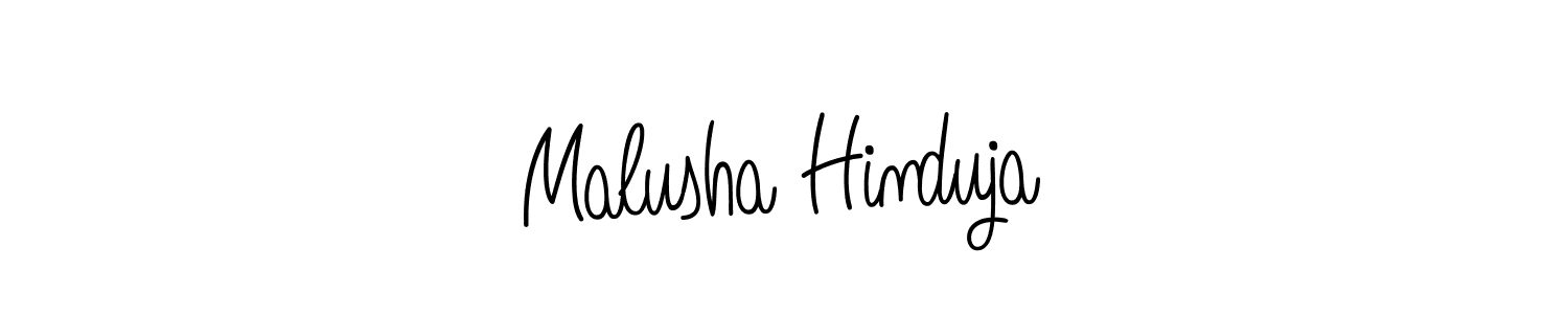 How to make Malusha Hinduja name signature. Use Angelique-Rose-font-FFP style for creating short signs online. This is the latest handwritten sign. Malusha Hinduja signature style 5 images and pictures png