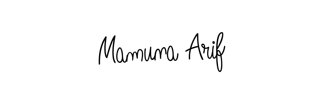 The best way (Angelique-Rose-font-FFP) to make a short signature is to pick only two or three words in your name. The name Mamuna Arif include a total of six letters. For converting this name. Mamuna Arif signature style 5 images and pictures png