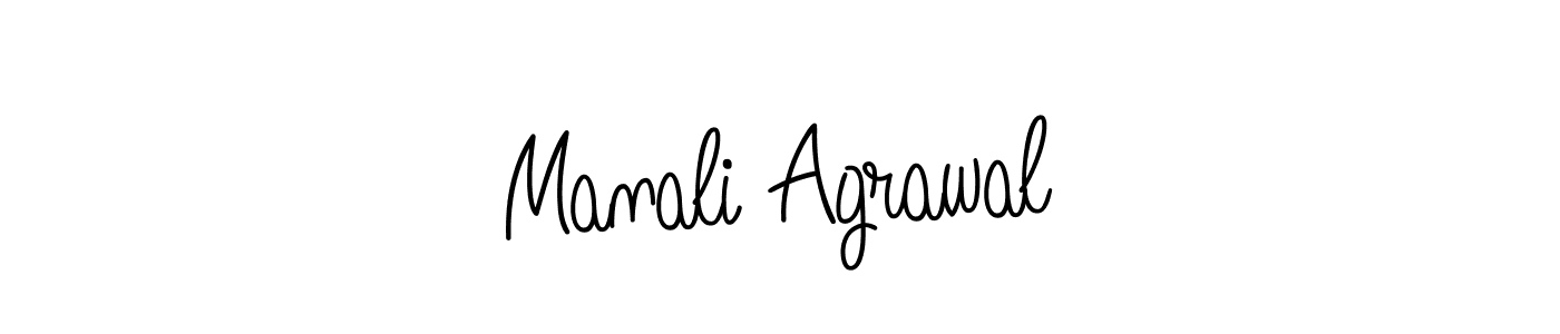 You should practise on your own different ways (Angelique-Rose-font-FFP) to write your name (Manali Agrawal) in signature. don't let someone else do it for you. Manali Agrawal signature style 5 images and pictures png