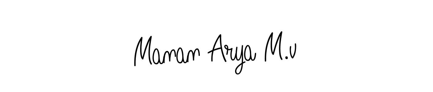 It looks lik you need a new signature style for name Manan Arya M.v. Design unique handwritten (Angelique-Rose-font-FFP) signature with our free signature maker in just a few clicks. Manan Arya M.v signature style 5 images and pictures png