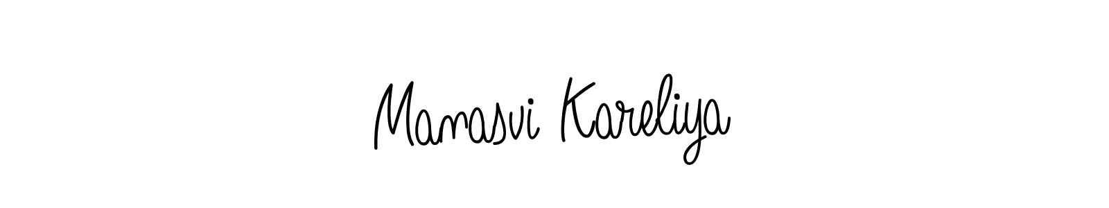 Design your own signature with our free online signature maker. With this signature software, you can create a handwritten (Angelique-Rose-font-FFP) signature for name Manasvi Kareliya. Manasvi Kareliya signature style 5 images and pictures png