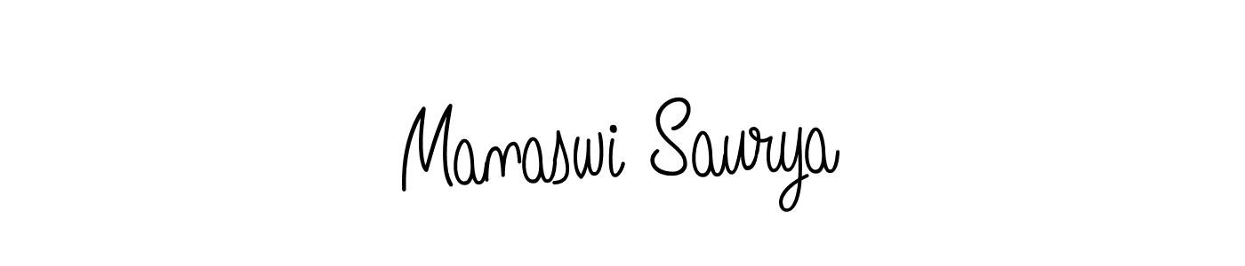 Make a beautiful signature design for name Manaswi Saurya. With this signature (Angelique-Rose-font-FFP) style, you can create a handwritten signature for free. Manaswi Saurya signature style 5 images and pictures png