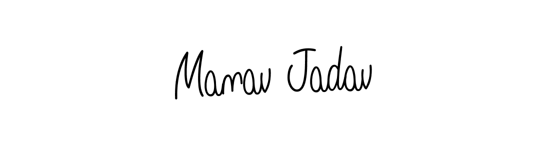 You should practise on your own different ways (Angelique-Rose-font-FFP) to write your name (Manav Jadav) in signature. don't let someone else do it for you. Manav Jadav signature style 5 images and pictures png