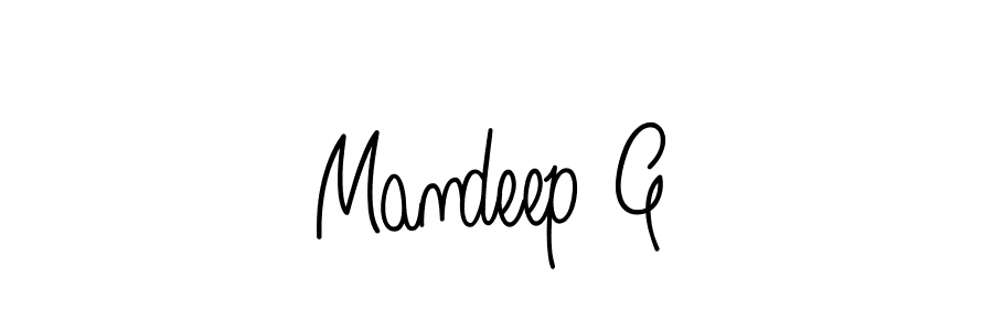 Design your own signature with our free online signature maker. With this signature software, you can create a handwritten (Angelique-Rose-font-FFP) signature for name Mandeep G. Mandeep G signature style 5 images and pictures png