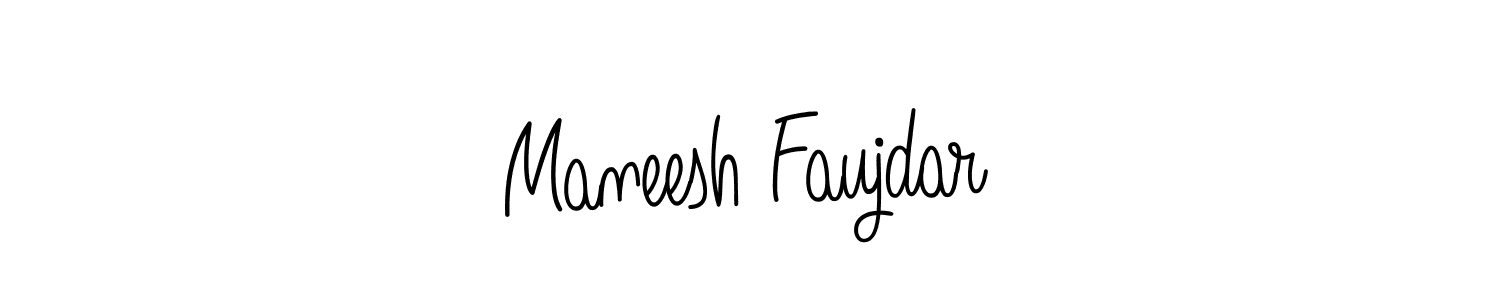 Use a signature maker to create a handwritten signature online. With this signature software, you can design (Angelique-Rose-font-FFP) your own signature for name Maneesh Faujdar. Maneesh Faujdar signature style 5 images and pictures png