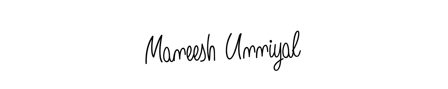 Make a beautiful signature design for name Maneesh Unniyal. With this signature (Angelique-Rose-font-FFP) style, you can create a handwritten signature for free. Maneesh Unniyal signature style 5 images and pictures png