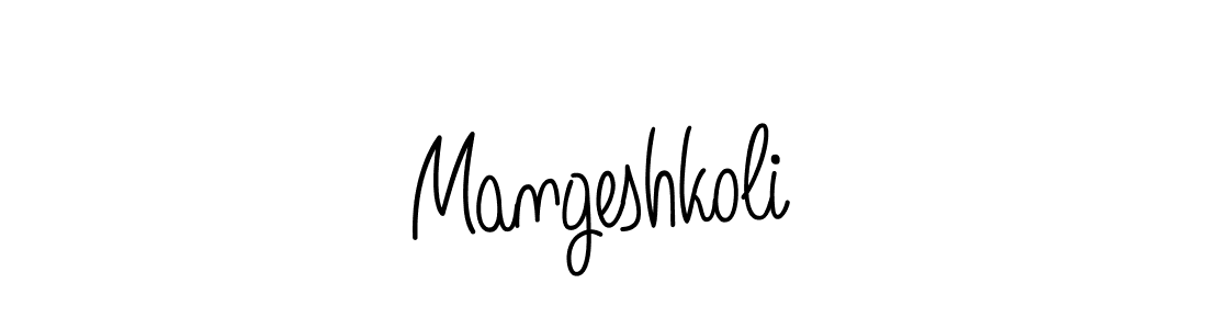 Use a signature maker to create a handwritten signature online. With this signature software, you can design (Angelique-Rose-font-FFP) your own signature for name Mangeshkoli. Mangeshkoli signature style 5 images and pictures png