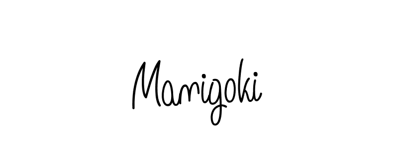 Use a signature maker to create a handwritten signature online. With this signature software, you can design (Angelique-Rose-font-FFP) your own signature for name Manigoki. Manigoki signature style 5 images and pictures png