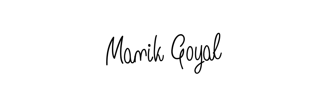 The best way (Angelique-Rose-font-FFP) to make a short signature is to pick only two or three words in your name. The name Manik Goyal include a total of six letters. For converting this name. Manik Goyal signature style 5 images and pictures png