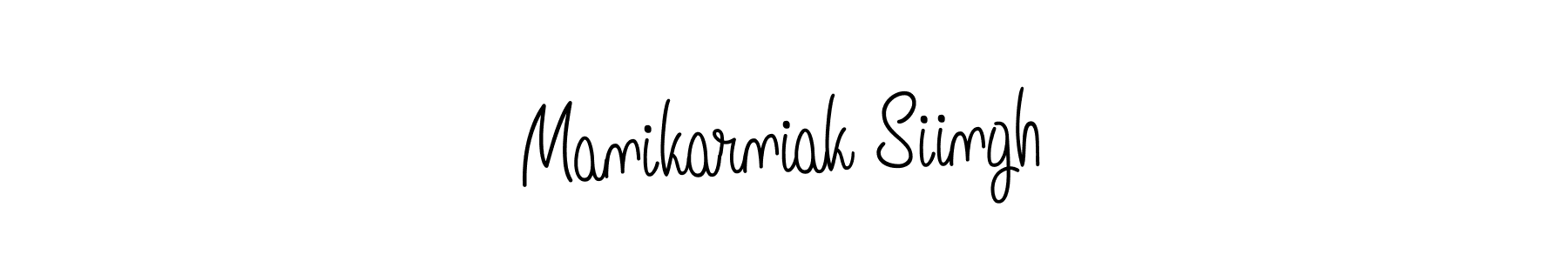 Use a signature maker to create a handwritten signature online. With this signature software, you can design (Angelique-Rose-font-FFP) your own signature for name Manikarniak Siingh. Manikarniak Siingh signature style 5 images and pictures png