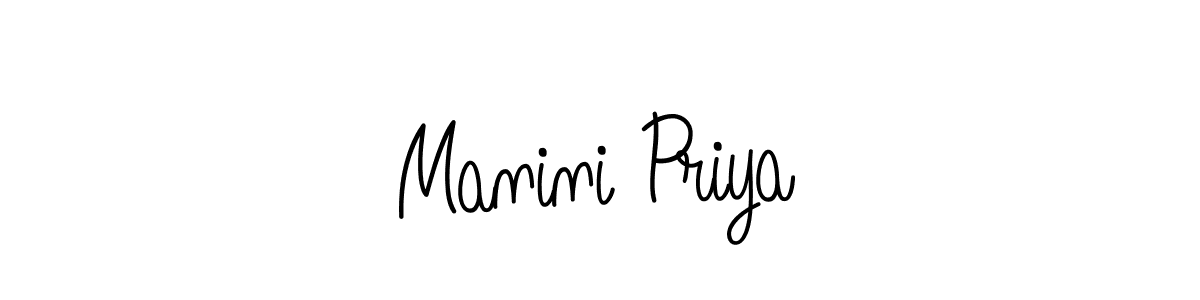 How to make Manini Priya name signature. Use Angelique-Rose-font-FFP style for creating short signs online. This is the latest handwritten sign. Manini Priya signature style 5 images and pictures png