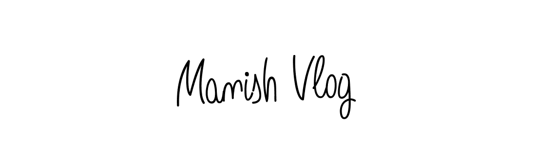 Use a signature maker to create a handwritten signature online. With this signature software, you can design (Angelique-Rose-font-FFP) your own signature for name Manish Vlog. Manish Vlog signature style 5 images and pictures png