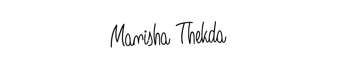 You should practise on your own different ways (Angelique-Rose-font-FFP) to write your name (Manisha Thekda) in signature. don't let someone else do it for you. Manisha Thekda signature style 5 images and pictures png